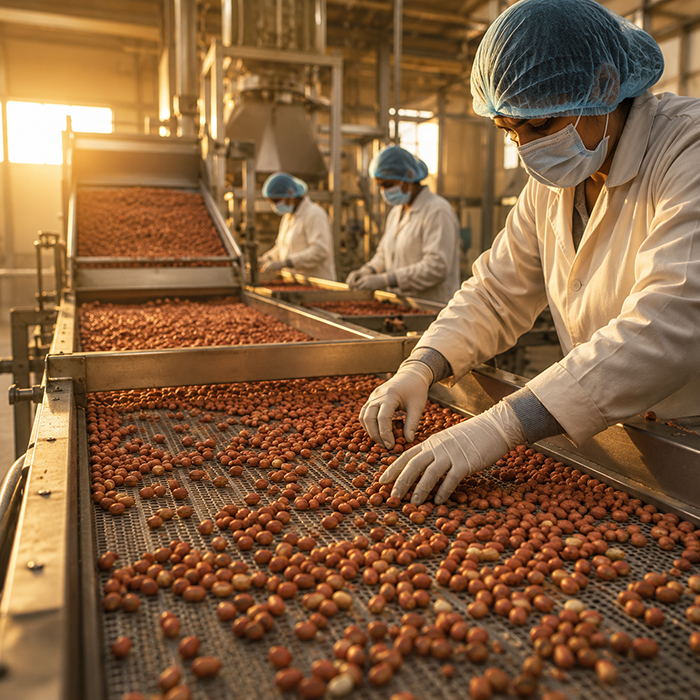Peanut cleaning and size grading process